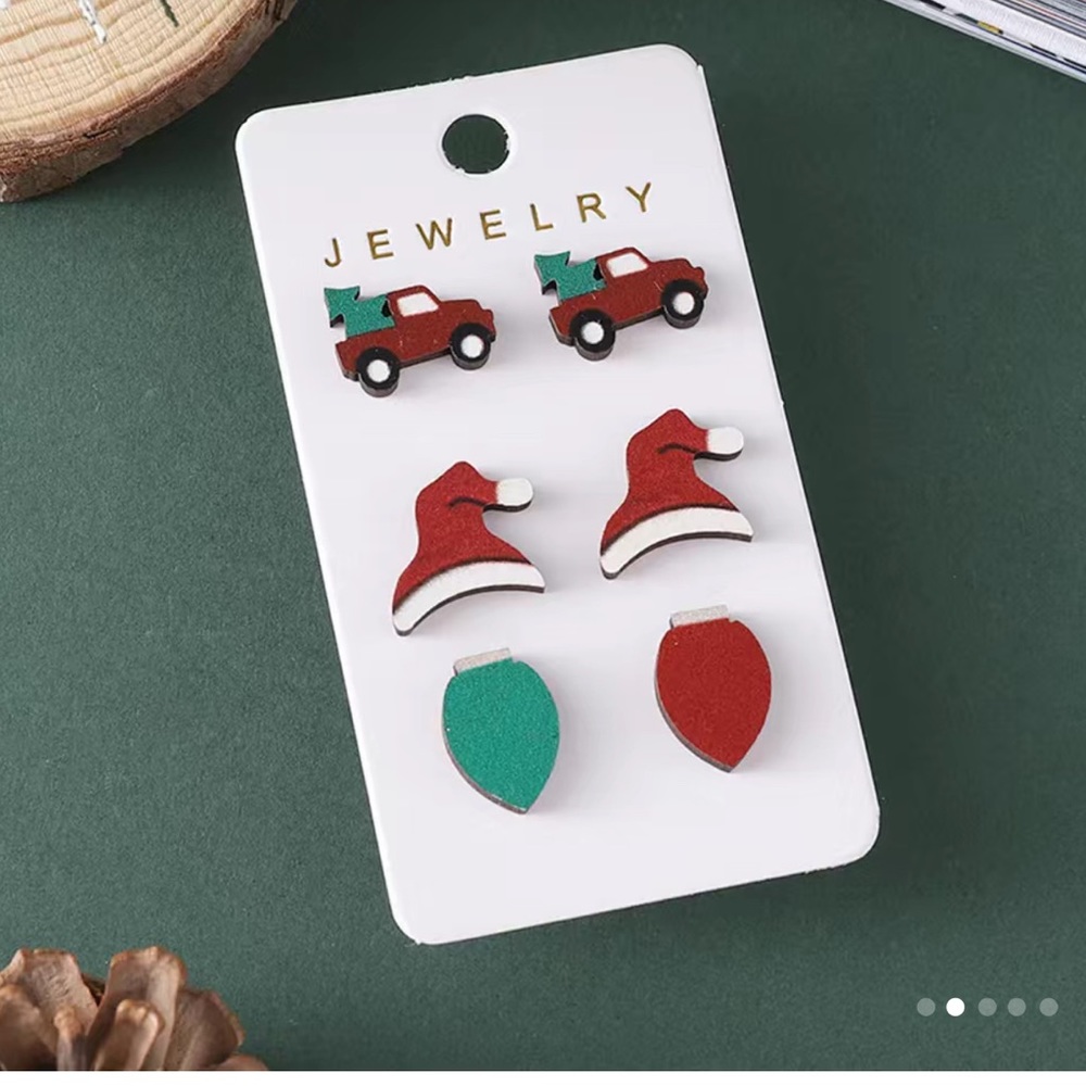 3 Sets of Christmas Wooden Earrings NWTs 🎄